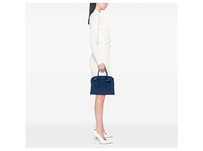 Borsa a mano Prada in pelle Saffiano blu con doppia zip Blu scuro - vista 6