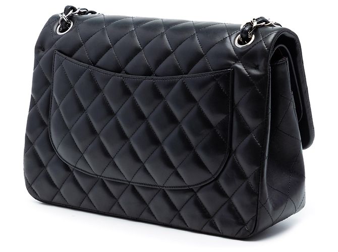 Chanel Nero Jumbo Classico in Pelle di Agnello Doppio Flap - vista 2