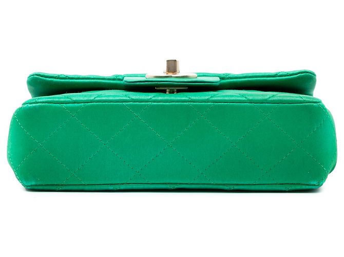 Chanel Verde Extra Mini Rectangular Clásico Satén Solapa Simple - vista 3