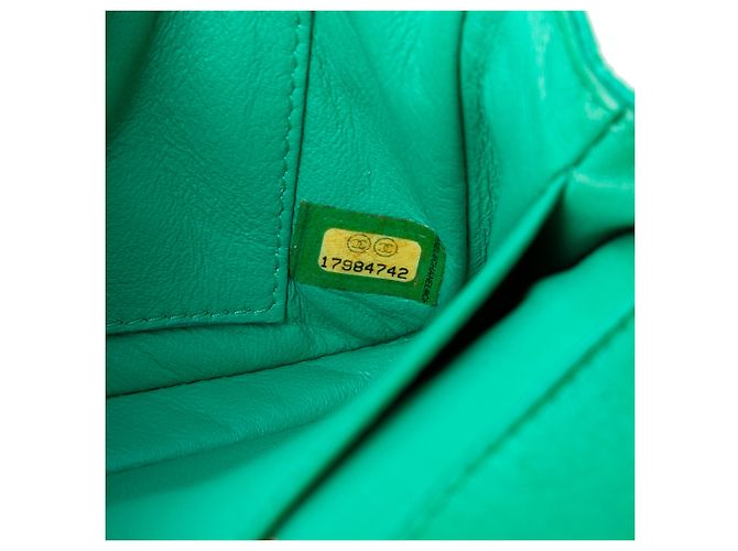 Chanel Verde Extra Mini Rectangular Clásico Satén Solapa Simple - vista 6