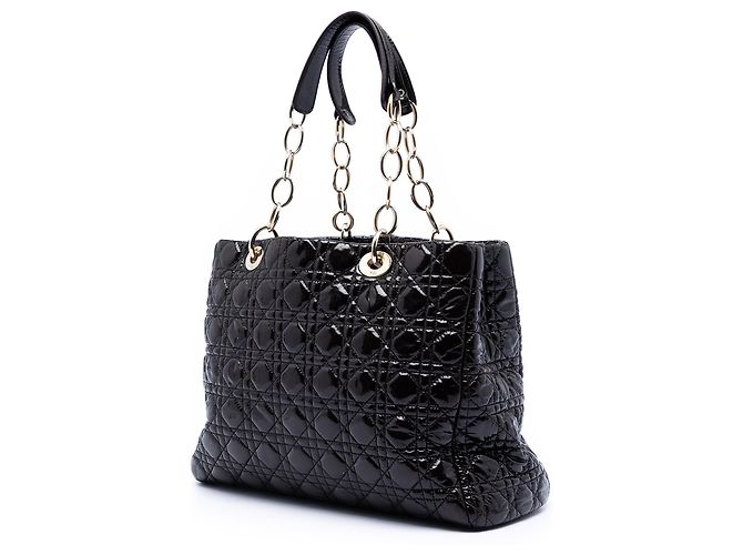 Dior Negro Gran Tote de Compras Lady Dior Soft en Cuero Patente Cannage - vista 2