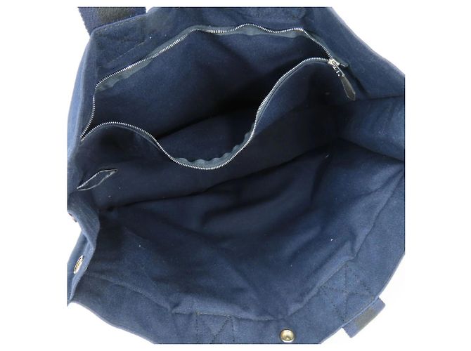 Hermès Fourre-Tout MM Canvas Tasche Schwarz Marineblau - Ansicht 14