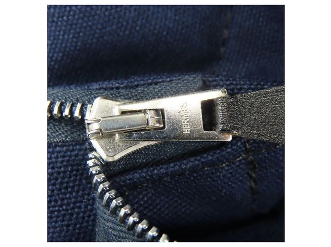 Hermès Fourre-Tout MM Canvas Tasche Schwarz Marineblau - Ansicht 17