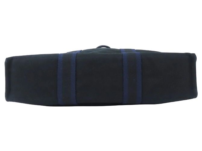 Hermès Fourre-Tout MM Canvas Tasche Schwarz Marineblau - Ansicht 5