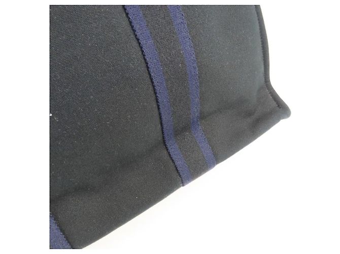 Hermès Fourre-Tout MM Canvas Tasche Schwarz Marineblau - Ansicht 9