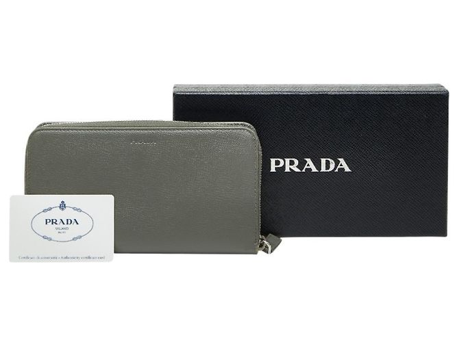 Prada Gray Saffiano Leather Long Wallet Brown - view 10