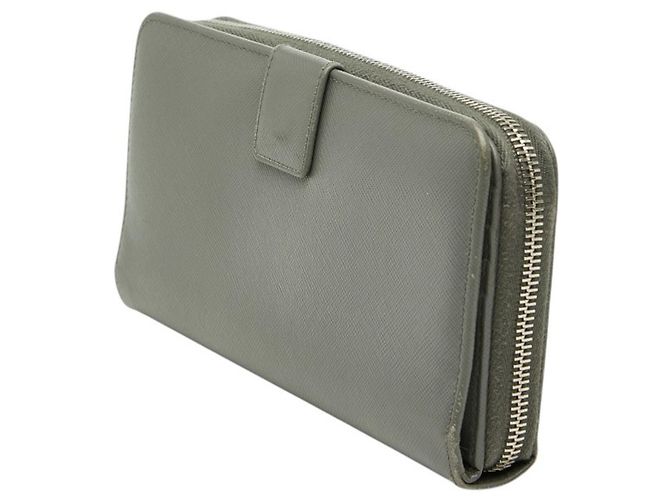 Prada Gray Saffiano Leather Long Wallet Brown - view 2
