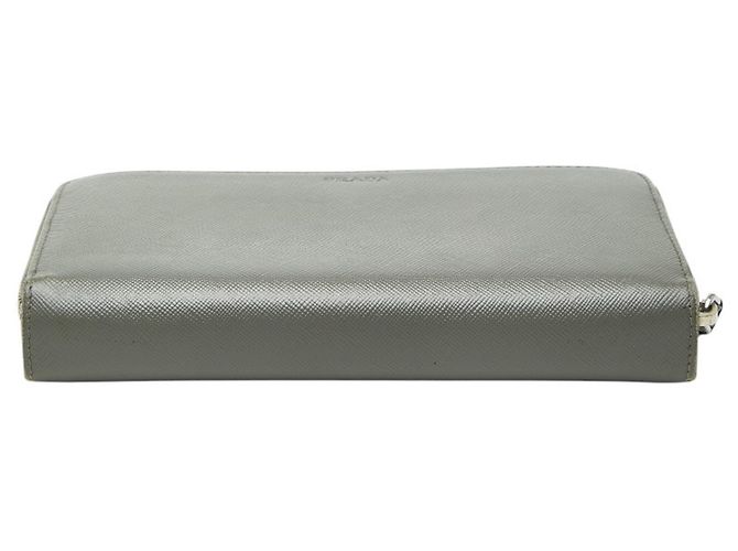 Prada Gray Saffiano Leather Long Wallet Brown - view 3