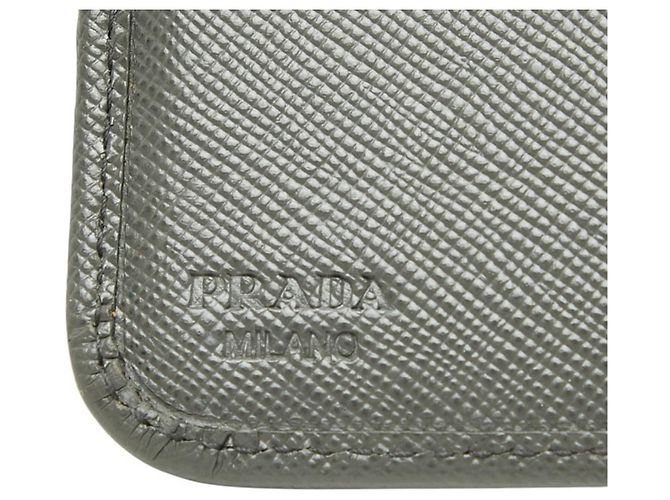 Prada Gray Saffiano Leather Long Wallet Brown - view 9