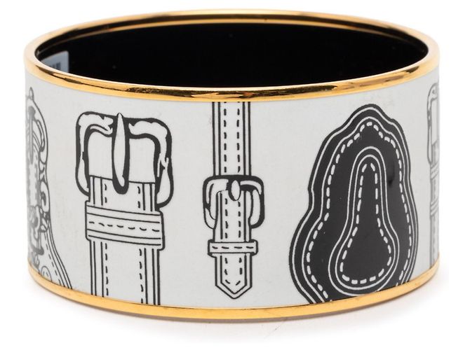 Bracciale in smalto TGM Cloisonné Hermès Bianco D'oro - vista 2