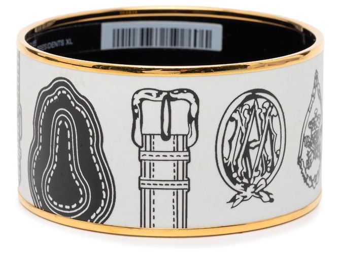 Bracciale in smalto TGM Cloisonné Hermès Bianco D'oro - vista 3