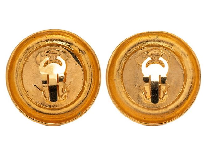 Cambon Orecchini a clip vintage Chanel Bianco D'oro - vista 2