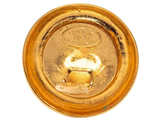 Cambon Orecchini a clip vintage Chanel Bianco D'oro - vista 3