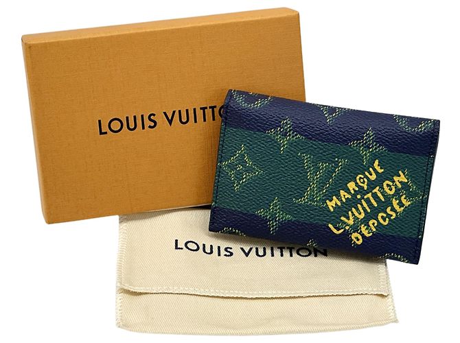 Tarjetero Monogram Louis Vuitton Verde Azul marino - vista 6