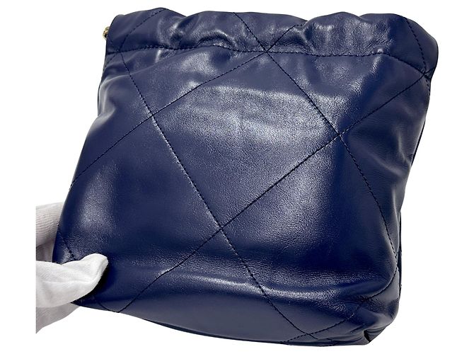 Borsa a spalla in pelle blu navy Chanel - vista 10