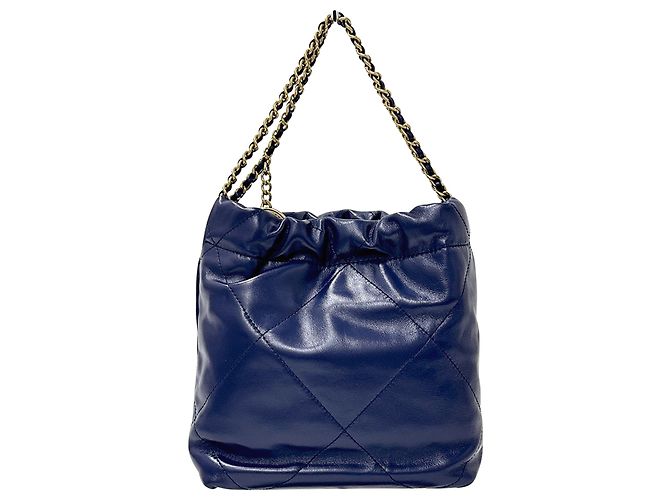 Borsa a spalla in pelle blu navy Chanel - vista 2