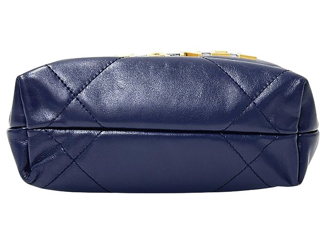 Borsa a spalla in pelle blu navy Chanel - vista 3