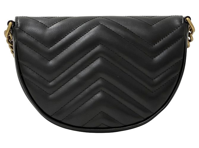 Borsa a Spalla in Pelle GG Marmont di Gucci Nero - vista 2