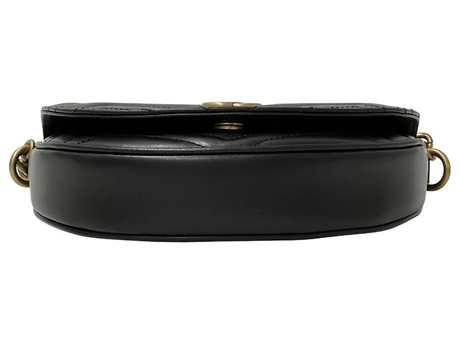 Borsa a Spalla in Pelle GG Marmont di Gucci Nero - vista 3