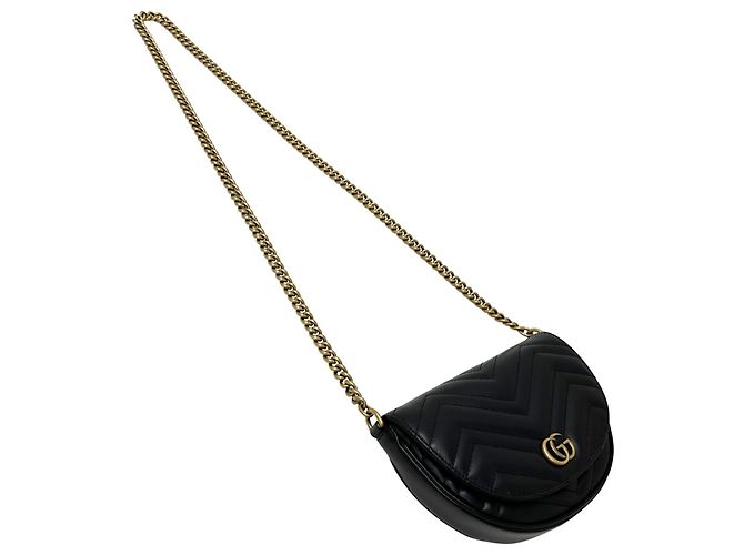Borsa a Spalla in Pelle GG Marmont di Gucci Nero - vista 4