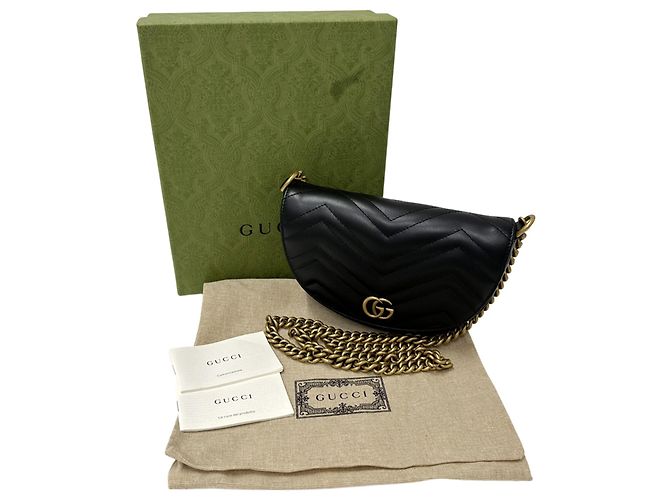 Borsa a Spalla in Pelle GG Marmont di Gucci Nero - vista 8