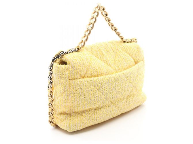 Borsa a Spalla Chanel 19 Matelassé Gialla Giallo - vista 2