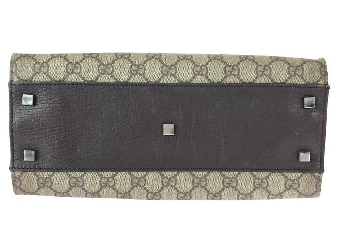 Gucci GG Supreme Canvas Leder Tragetasche Braun - Ansicht 10