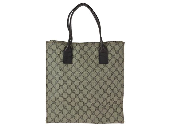Gucci GG Supreme Canvas Leder Tragetasche Braun - Ansicht 2