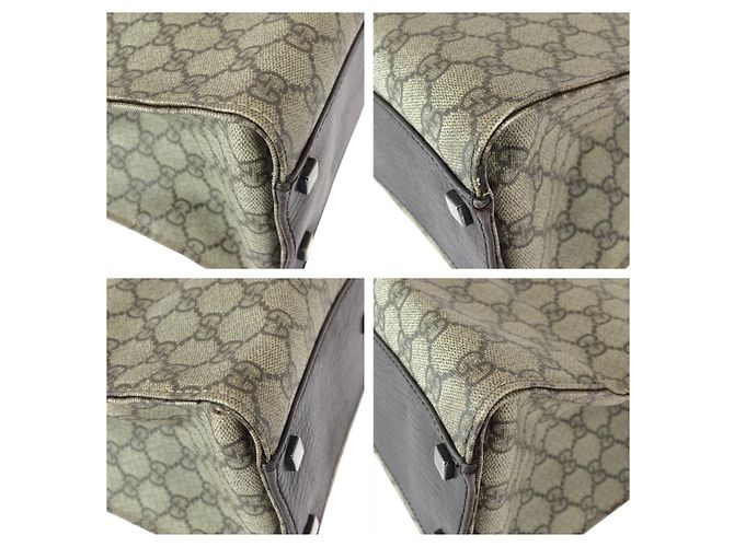 Gucci GG Supreme Canvas Leder Tragetasche Braun - Ansicht 3