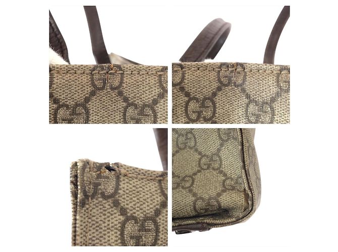 Gucci GG Supreme Canvas Leder Tragetasche Braun - Ansicht 5