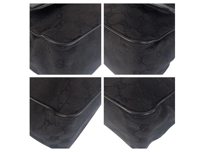 Borsa a spalla in tela GG nera in pelle Gucci Nero - vista 3