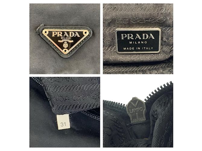 Bolsa de ombro Prada em nylon tessuto com logo triangular Preto - vista 3