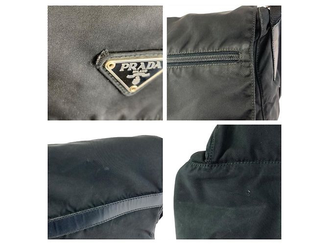Bolsa de ombro Prada em nylon tessuto com logo triangular Preto - vista 5