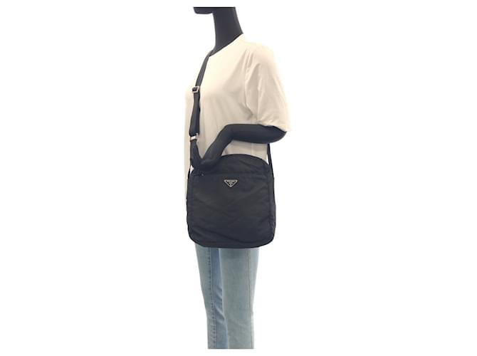 Bolsa transversal Prada em nylon tessuto com logo triangular Preto - vista 7