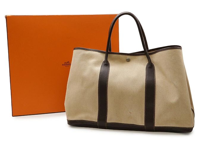 Borsa Tote Garden Party MM Hermès Beige Marrone - vista 8