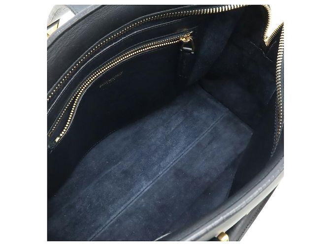 Borsa in pelle Monogram Cabas Yves Saint Laurent Blu - vista 7