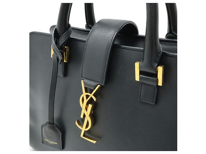 Borsa in pelle Monogram Cabas Yves Saint Laurent Blu - vista 8