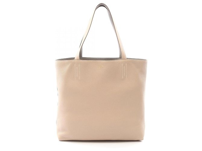 Hermès Double Sens 45 Leder Tote Bag Grau - Ansicht 2