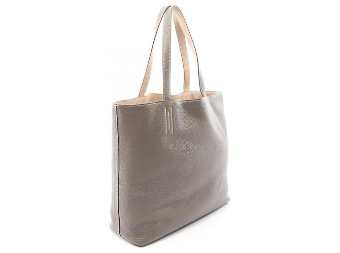 Hermès Double Sens 45 Leder Tote Bag Grau - Ansicht 8
