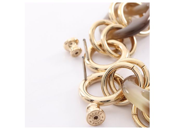 Hermès Pendientes Eurydice PM en oro chapado y cuerno de búfalo Dorado Metálico - vista 2