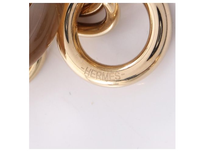 Hermès Pendientes Eurydice PM en oro chapado y cuerno de búfalo Dorado Metálico - vista 5