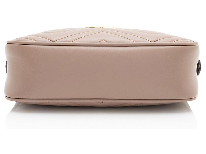 Bolso de cámara pequeño Gucci Matelassé de cuero GG Marmont Castaño Beige - vista 4