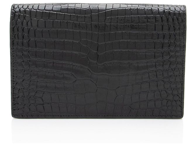 Saint Laurent Monogramm Kate Quaste Kettenbörse aus Krokoleder Schwarz - Ansicht 3