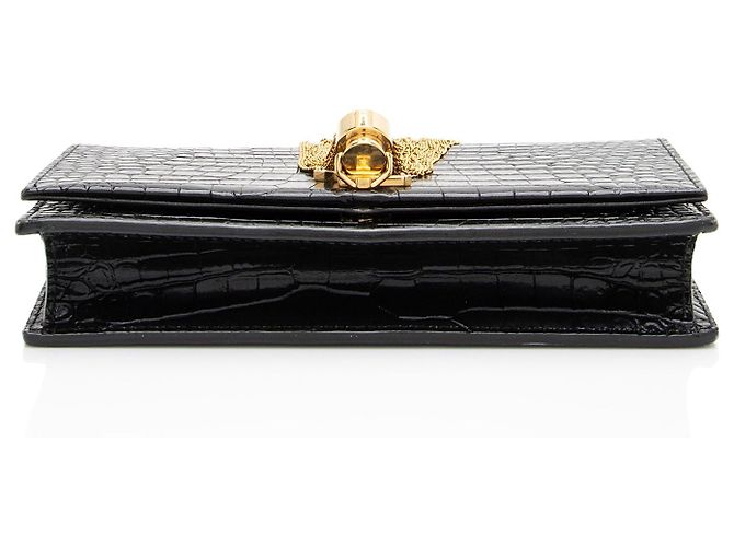 Saint Laurent Monogramm Kate Quaste Kettenbörse aus Krokoleder Schwarz - Ansicht 4