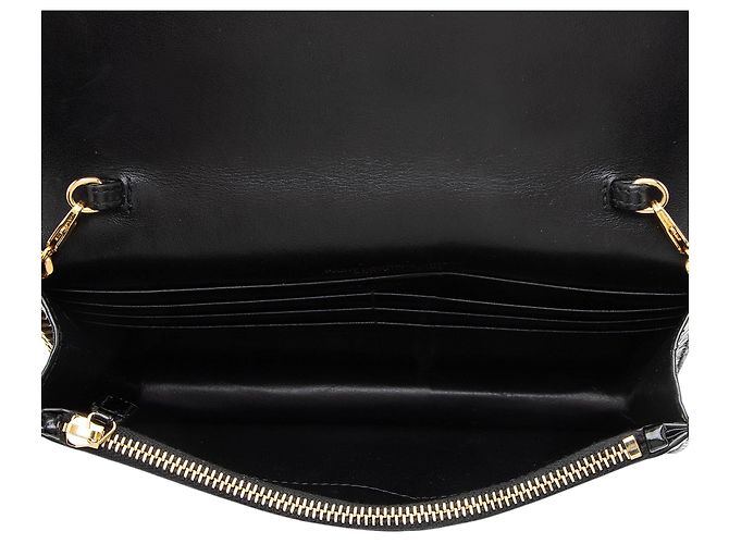 Saint Laurent Monogramm Kate Quaste Kettenbörse aus Krokoleder Schwarz - Ansicht 7