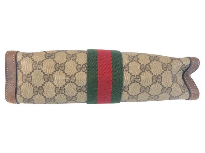 Clutch in pelle GG Supreme vintage di Gucci - vista 10
