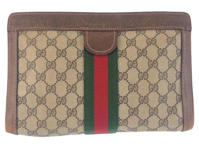 Clutch in pelle GG Supreme vintage di Gucci - vista 2