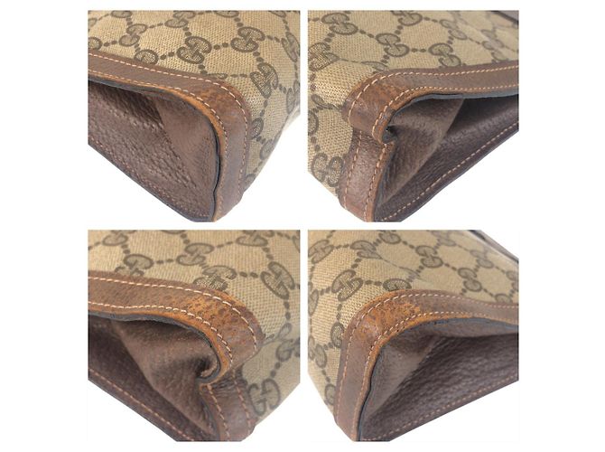 Clutch in pelle GG Supreme vintage di Gucci - vista 3