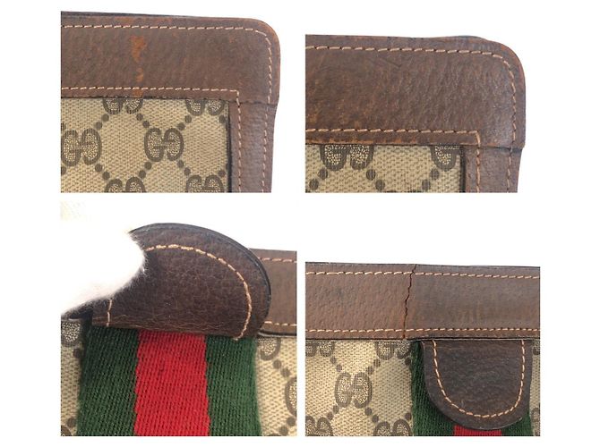 Clutch in pelle GG Supreme vintage di Gucci - vista 4