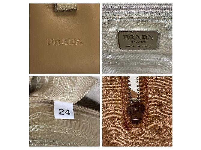 Borsa Tote in Pelle Prada Marrone Beige - vista 3